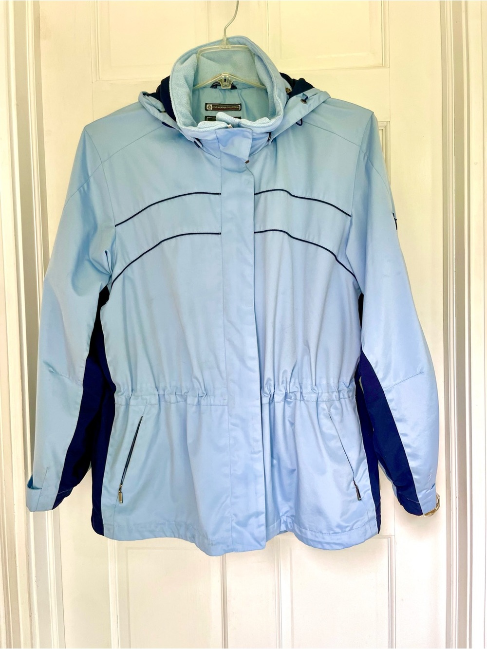 Pacific Trail Light Blue & Navy Women's Jacket with Hood